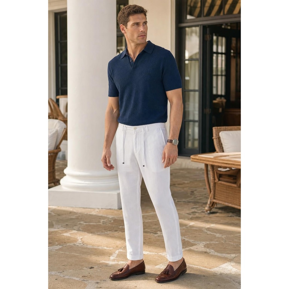 Murano Baird McNutt Linen Pants Men's 30x32 White Lucas Fit Preppy Summer READ